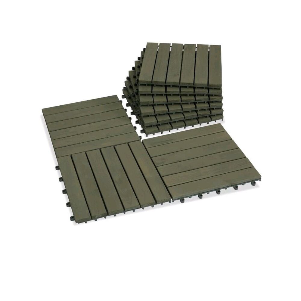 Acacia Wood Decking Tiles 9PCS - Easy Snap Interlocking Deck Patio 12.2x12.2